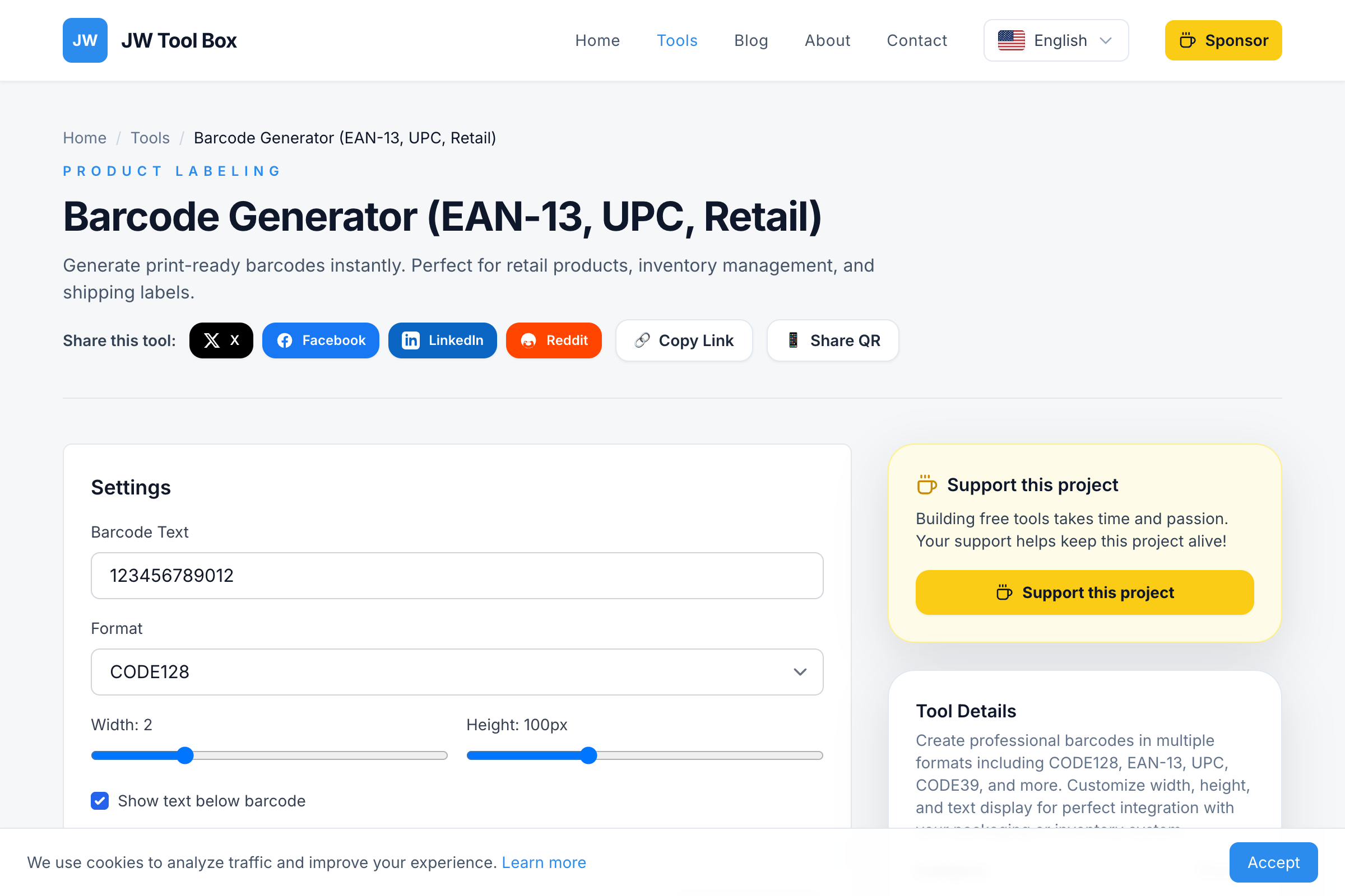 Barcode Generator for product labels and cartons